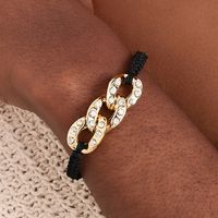 Simple Style Commute Geometric Plastic Rope Hollow Out Inlay Rhinestones Women's Drawstring Bracelets sku image 1