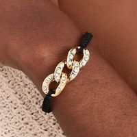 Simple Style Commute Geometric Plastic Rope Hollow Out Inlay Rhinestones Women's Drawstring Bracelets main image 1