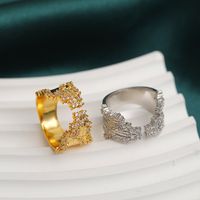 Copper 18K Gold Plated Basic Modern Style Classic Style Plating Inlay Irregular Zircon Open Rings main image 1