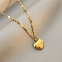 Fashion Simple Style Heart Shape Titanium Steel Plating Necklace sku image 1