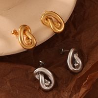 1 Pair Casual Simple Style Commute Knot Titanium Steel 18K Gold Plated Ear Studs main image 10