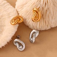 1 Pair Casual Simple Style Commute Knot Titanium Steel 18K Gold Plated Ear Studs main image 7