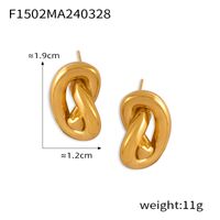 1 Paire Décontractée Style Simple Commuer Nouer Acier Au Titane Plaqué Or 18K Boucles D'Oreilles main image 2