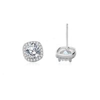 Argent Sterling Élégant Dame Style Classique Incruster Rond Carré Moissanite Zircon Boucles D'Oreilles sku image 1