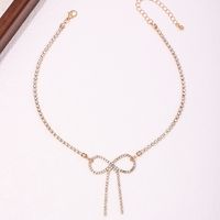 Wholesale Jewelry Sweet Shiny Bow Knot Copper Alloy Glass Inlay Pendant Necklace main image 3