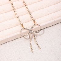 Wholesale Jewelry Sweet Shiny Bow Knot Copper Alloy Glass Inlay Pendant Necklace main image 5