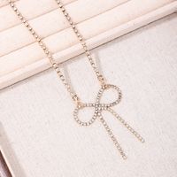 Wholesale Jewelry Sweet Shiny Bow Knot Copper Alloy Glass Inlay Pendant Necklace main image 6