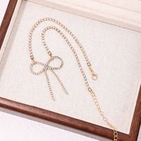 Wholesale Jewelry Sweet Shiny Bow Knot Copper Alloy Glass Inlay Pendant Necklace main image 4