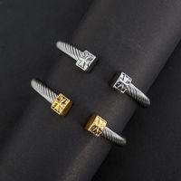 Wholesale Jewelry Simple Style Geometric 304 Stainless Steel Alloy Inlay Bangle main image 9
