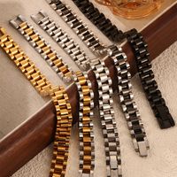 304 Stainless Steel 18K Gold Plated Hip-Hop Retro Plating Color Block Bracelets main image 5