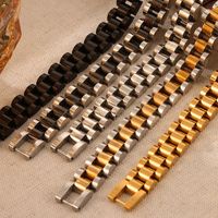 304 Stainless Steel 18K Gold Plated Hip-Hop Retro Plating Color Block Bracelets main image 4