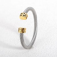 Wholesale Jewelry Simple Style Geometric 304 Stainless Steel Alloy Inlay Bangle sku image 5