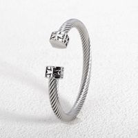 Wholesale Jewelry Simple Style Geometric 304 Stainless Steel Alloy Inlay Bangle sku image 13