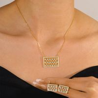 Seed Bead Copper 18K Gold Plated Elegant Lady Bridal Inlay Geometric Zircon Earrings Necklace sku image 1