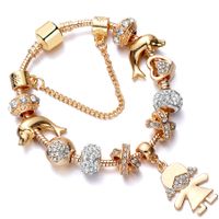 IG Style Cute Modern Style Flower Whale Alloy Brass Beaded Inlay Rhinestones Zircon Kid'S Bracelets main image 4