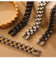 304 Stainless Steel 18K Gold Plated Hip-Hop Retro Plating Color Block Bracelets main image 6