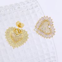 1 Pair Vacation Sweet Heart Shape Plating Inlay Copper Zircon 18K Gold Plated Drop Earrings main image 3