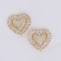 1 Pair Vacation Sweet Heart Shape Plating Inlay Copper Zircon 18K Gold Plated Drop Earrings main image 4