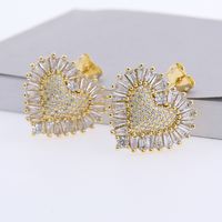 1 Pair Vacation Sweet Heart Shape Plating Inlay Copper Zircon 18K Gold Plated Drop Earrings main image 2
