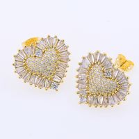 1 Pair Vacation Sweet Heart Shape Plating Inlay Copper Zircon 18K Gold Plated Drop Earrings main image 1