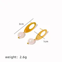 1 Pair IG Style Simple Style Geometric Pearl Hollow Out Titanium Steel 18K Gold Plated Drop Earrings main image 2