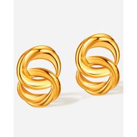 1 Pair Vintage Style Simple Style Double Ring 304 Stainless Steel Ear Studs main image 5