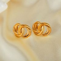 1 Pair Vintage Style Simple Style Double Ring 304 Stainless Steel Ear Studs main image 4
