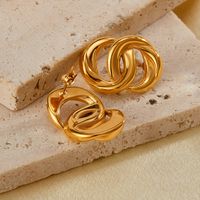 1 Pair Vintage Style Simple Style Double Ring 304 Stainless Steel Ear Studs main image 3