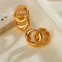 1 Pair Vintage Style Simple Style Double Ring 304 Stainless Steel Ear Studs main image 1