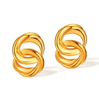 1 Pair Vintage Style Simple Style Double Ring 304 Stainless Steel Ear Studs sku image 1