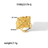 Nordic Style French Style Rhombus 18K Gold Plated 304 Stainless Steel Wholesale Open Rings main image 2