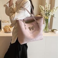 Women's Large Pu Leather Solid Color Bow Knot Vintage Style Classic Style Zipper Tote Bag main image 4