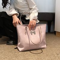 Women's Large Pu Leather Solid Color Bow Knot Vintage Style Classic Style Zipper Tote Bag main image 7