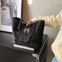 Women's Large Pu Leather Solid Color Bow Knot Vintage Style Classic Style Zipper Tote Bag sku image 1