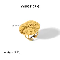 Nordic Style French Style Simple Style Irregular Round 18K Gold Plated Zircon 304 Stainless Steel Wholesale Open Rings main image 2