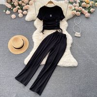 Daily Women's Simple Style Solid Color Polyester Pants Sets Pants Sets main image 2