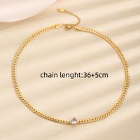 Titanium Steel 18K Gold Plated Simple Style Classic Style Plating Inlay Solid Color Artificial Rhinestones Necklace main image 3