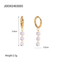 1 Pair Simple Style Shiny Round Zircon 304 Stainless Steel 18K Gold Plated Drop Earrings main image 2