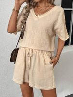 Daily Women's Simple Style Solid Color Polyester Shorts Sets Shorts Sets main image 3