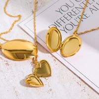 201 Stainless Steel 304 Stainless Steel Gold Plated Modern Style Classic Style Heart Shape Pendant Necklace main image 4