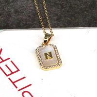 Copper 18K Gold Plated Simple Style Classic Style Plating Inlay Letter Shell Pendant Necklace sku image 14