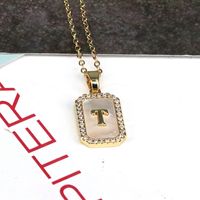 Copper 18K Gold Plated Simple Style Classic Style Plating Inlay Letter Shell Pendant Necklace sku image 20
