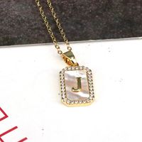 Copper 18K Gold Plated Simple Style Classic Style Plating Inlay Letter Shell Pendant Necklace sku image 10