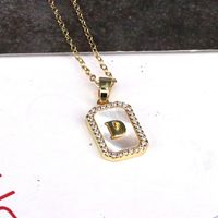 Copper 18K Gold Plated Simple Style Classic Style Plating Inlay Letter Shell Pendant Necklace sku image 4