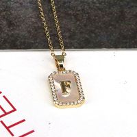 Copper 18K Gold Plated Simple Style Classic Style Plating Inlay Letter Shell Pendant Necklace sku image 6