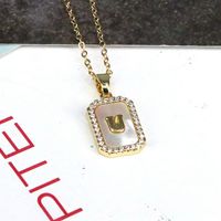 Copper 18K Gold Plated Simple Style Classic Style Plating Inlay Letter Shell Pendant Necklace sku image 21
