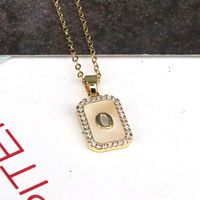 Copper 18K Gold Plated Simple Style Classic Style Plating Inlay Letter Shell Pendant Necklace sku image 15