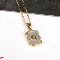 Copper 18K Gold Plated Simple Style Classic Style Plating Inlay Letter Shell Pendant Necklace sku image 17