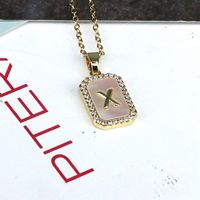 Copper 18K Gold Plated Simple Style Classic Style Plating Inlay Letter Shell Pendant Necklace sku image 24