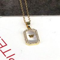 Copper 18K Gold Plated Simple Style Classic Style Plating Inlay Letter Shell Pendant Necklace sku image 23